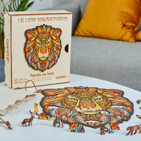 De majestueuze leeuw houten puzzel 